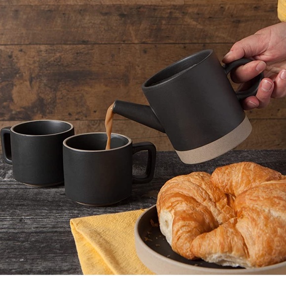 Danica Heirloom Stoneware Pour Over Coffee Set in matte black/stone. - Picture 4 of 4
